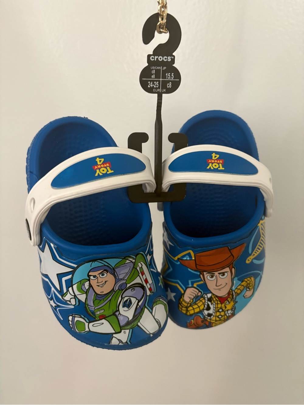 CROCS Kids Blue Toy Story Buzz & Woody Clogs with White Strap